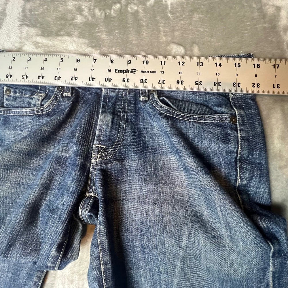 Seven for All Mankind Bootcut Jeans Distressed Frayed Hem Blue Denim Size 28 - Picture 5 of 8
